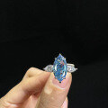 wholesale S925 Silver New ZHUO ZHI FAN Jewelry 8*16 Aquamarine Ring High-Carbon Diamond Marquise Shaped Hoop-0-3