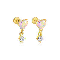 wholesale S925 Sterling Silver Farfan Tassel Pendant Zircon Earrings, Women's Small Exquisite Design-E4731-Gold/Pair 925 Silver