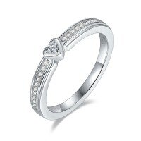 wholesale Metal material first: new fashionable minimalist style couple's pair of rings, silver set with moissanite engagement rings for boyfriend and girlfriend-Women's Ring RM3008 Size 20 (US Size 9)