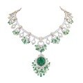 wholesale 925 Silver Gold-Plated High Carbon Diamond 131ct Cushion Muzo Green Tsavorite King's Garden Luxury Dinner Necklace-0-4