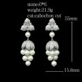 wholesale 925 Silver Gold-Plated Earrings with High-Carbon Diamonds, Pearl, White Cabochon, Exquisite Retro Romantic Floral Jewelry for Women-0-1