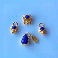 wholesale S925 gold-plated silver with inlaid natural lapis lazuli pendant, DIY bracelet necklace accessory, gourd lock astronaut-An astronaut