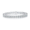 wholesale 18k Gold Plated S925 Silver Full 4mm Princess Cut Moissanite Luxurious Tennis Bracelet-0-0