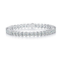 wholesale 18k Gold Plated S925 Silver Full 4mm Princess Cut Moissanite Luxurious Tennis Bracelet-4mm (39 grains) 16.5cm