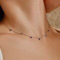 wholesale S925 Sterling Silver Light Luxury Series Women's Round Zircon Starry Sky Design Small Ins Style Choker Necklace-0-3