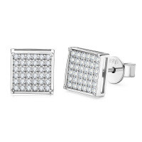 S925 Sterling Silver Square Stud Earrings with Moissanite-N styles of Mozzarella [Clearance Sale with Free Shipping]