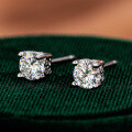 925 Sterling Silver Four-Prong 05ct Moissanite Hoop Earrings-0-4