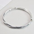 wholesale 999 Sterling Silver Handmade Plain Silver Moebius Ring Intertwined Bracelet for Women Youth Style Solid Push-Pull Pure Silver Bangle for Men-0-1
