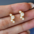 925 Sterling Silver Hip-Hop American Asymmetric Geometric Earrings with 05CT Moissanite for Women-0-4
