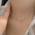 wholesale S925 Sterling Silver Light Luxury Minimalist Small Silver Bean Necklace, Small Round Bean, Oval Small Bean Women's Collarbone Chain Y00247-0-0