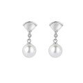 wholesale 925 Sterling Silver Fan Shaped Mother-of-Pearl Pearl Earrings Women Small French Ginkgo Leaf Skirt Earrings Minimalist Elegant Accessories-0-4