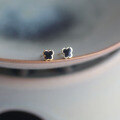 wholesale 9K Solid Gold Black Four-Leaf Clover Ear Studs Mini Delicate Retro Floral Earrings-0-0
