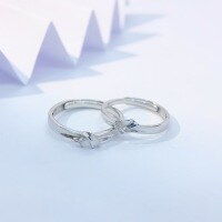 wholesale S925 Sterling Silver Love Knot Couple Rings, Small Batch Design, Versatile and Unique for Boyfriend/Girlfriend Proposal Matching Bands-PR003246 Adjustable opening