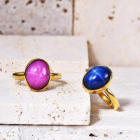 wholesale S925 Sterling Silver Cultivated Six-Ray Star Ruby and Sapphire Ring, European and American Fashion Luxury High-End Sense-Starlight Sapphire Ring US Size 7