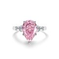 wholesale S925 silver ice-cut ring for women, radiant-cut pink diamond gemstone ring for cross-border wholesale in Europe and America-0-8