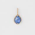wholesale S925 Silver Plated 14K Gold Japanese Retro Light Luxury White Crystal & Lapis Lazuli Pendant-0-0
