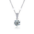 wholesale S925 Sterling Silver Classic Six-Prong Moissanite Necklace Women's Minimalist Design High-End Pendant Collarbone Chain Wholesale-0-4
