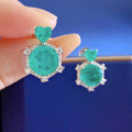 wholesale S925 Sterling Silver New8*8 Earrings for Women Simulated Paraiba Color Earrings-0-3