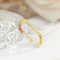 wholesale S925 silver new small square ring, fashionable, luxurious, versatile, elegant women's finger ring, European and American style colorful zirconia ring-14K Gold>No. 7