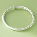 wholesale 999 Silver Minimalist Matte Textured Push-Pull Bangle S7837, Fresh and Sweet-0-1