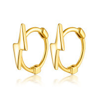 wholesale S925 Sterling Silver Lightning Hoop Ear Clasp, Minimalist and Trendy, Small and Exquisite, Smooth Surface Earrings-gold