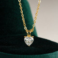 14K Gold Plated 925 Silver Moissanite Heart Pendant Necklace for Women, Cross-border Supply-0-2