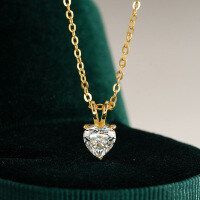 14K Gold Plated 925 Silver Moissanite Heart Pendant Necklace for Women, Cross-border Supply.-1CT set with moissanite  925 silver