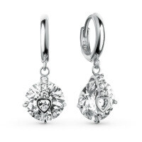 wholesale S925 Sterling Silver Micro-Inlaid Zircon Shiny Earrings, Light Luxury Small Chanel Style Elegant Retro High-End Feel Earrings for Gift-Platinum