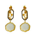 wholesale Black Gold Plated 925 Sterling Silver with Certificate, New Chinese Style National Wind Jade Earrings, Inlaid with Flower and Hetian Jade, Palace Style Ear Accessories-0-4