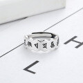 wholesale Metal Material: S925 Sterling Silver Unisex Couple Rings Heart Sutra Trendy Personalized Adjustable Open Ring Retro Thai Silver Six Mantra-0-1