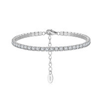 wholesale S925 Sterling Silver 3mm Colorful Zircon Tennis Bracelet, Fashionable and Versatile, Direct from Manufacturer-14K gold, 3mm white zirconium, weight 5.88g>925 silver