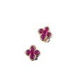 wholesale S925 Sterling Silver New Style 30 Red Diamond Four-Leaf Clover Gold Small Flower Ear Studs Elegant and Graceful Live Cross-Border-0-4