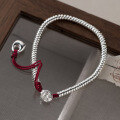 wholesale S925 silver, Nalan small and niche design, exquisite "Peace, Joy, and Prosperity" coin bag red string bracelet S7789-0-2