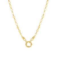 wholesale S925 Sterling Silver Retro and Unique Design Pendant Circular Collarbone Necklace, Simple and Stylish Lock Necklace Gift for Women-S925 silver gold necklace 45+5cm