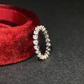 wholesale S925 Sterling Silver Women's Heart-shaped Full Diamond Eternity Ring, Micro Pave Stackable Band, Minimalist and Versatile-0-2