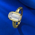 wholesale S925 Gold-Plated Silver 5*10mm Rectangular Old-Cut Simulated Diamond Cut Old Money Style Ring-0-2