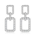 wholesale 18k Gold Plated Chanel-style Square Stud Earrings Set with Lab-grown Diamonds Geometric Earrings High-end Jewelry Diamond Platinum Studs-0-4