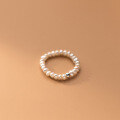 wholesale S925 Sterling Silver Pearl Stackable Ring, Light Luxury Niche Beaded Pearl Elastic Band Women's Ring J9610-0-3