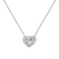 wholesale S925 Sterling Silver Crossed Square Zirconia Heart Pendant Necklace for Women, Minimalist and Chic Collarbone Chain-0-4