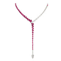 wholesale 925 Silver Gold-Plated Chain with High-Carbon Diamond, Cultured Ruby, and GRC Advanced Jewelry for Women Y-Necklace-GRC cultured ruby  925 silver
