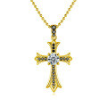 Sterling Silver Moissanite Cross Pendant Hip Hop Bead Chain Necklace-0-5