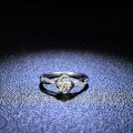 Silver D Color Moissanite Flower Ring, 1 Carat, Live Stream Wholesale-0-1