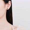 S925 Silver Gold-Plated D Color Moissanite Six-Prong Stud Earrings-0-2
