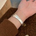 wholesale S925 Sterling Silver Korean-style Irregular Smooth Bangle with Minimalist Design, Fashionable and Trendy, Exuding a Sense of Sophistication-0-2