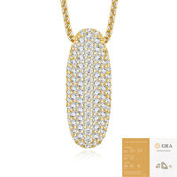 925 Silver Gold-Plated Letter Pendant Choker Necklace for Women-The letter I (including GRA certificate)