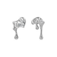 wholesale S925 Sterling Silver 617 Niche Design Minimalist Style Irregular Versatile Lava Inlaid Zircon Earrings for Women-Platinum [with sterling silver ear plugs] &gt; 925 silver