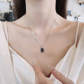 wholesale S925 Sterling Silver European and American Cross-Border Minimalist Style Black Onyx Necklace Trendy Creative Versatile Collarbone Chain-0-0