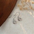 wholesale 999 Sterling Silver Beating Heart Ear Hooks, Women's Small, Elegant, Luxurious, High-end Heart-shaped Earrings, Versatile-0-1