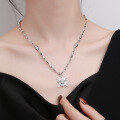 wholesale S925 Sterling Silver Creative New Hot-Selling One Piece Logo Skull 3D Bone Interlocking Chain Necklace-0-2