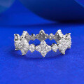 wholesale S925 silver white fairy style four-leaf flower ring full diamond row ring for daily light luxury fashion-0-0